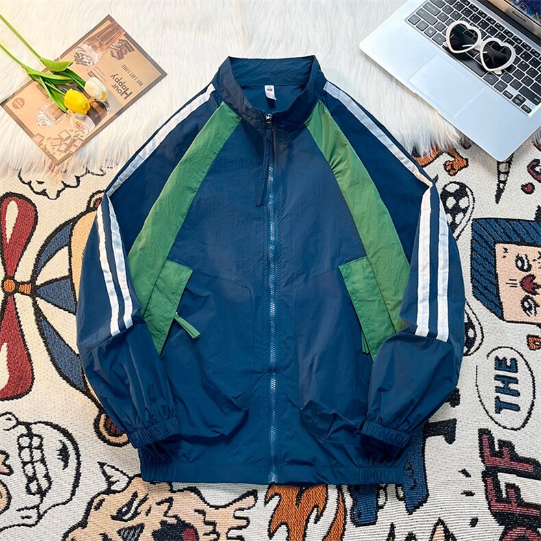 夏季撞色防晒服男潮牌帅夹克衫2024新款钓鱼户外衣外套W5848-P49,男装防晒衣,星座412-2