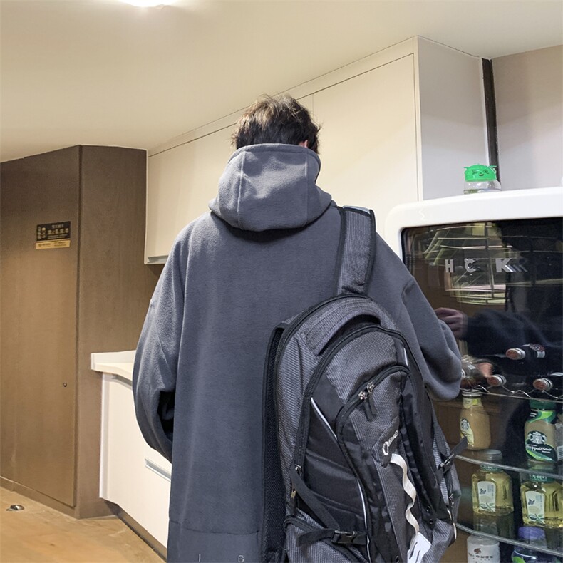 复古摇粒绒连帽衫男宽松休闲保暖工装套头卫衣情侣外套HU7-P55,男装卫衣,星座715-4