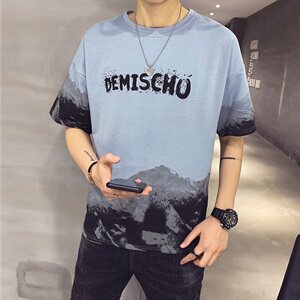 2021夏季短袖T恤男店主风宽松休闲衣服圆领体恤男A313-8326-P45图片