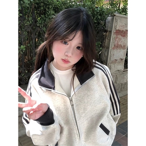 抖音得物高品质 美式高街重磅结构设计拼接织带立领卫衣外套 CM42图片