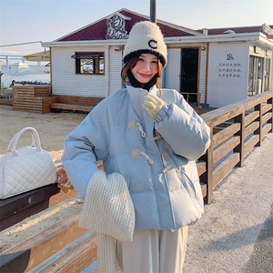 面包服90绒羽绒服短款小个子牛角扣外套女2025冬款图片