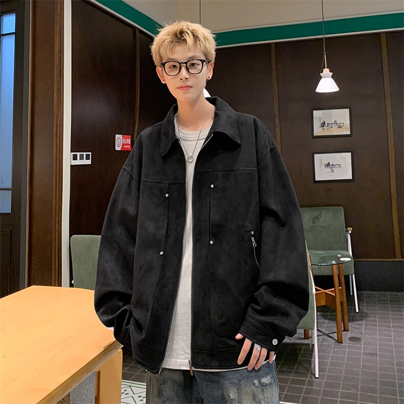 港风麂皮休闲宽松夹克青少年外套JK001-P75控108,男装夹克,电商A132（原电商B245）