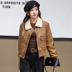 加绒皮衣女2024秋冬新款小个子加厚短款洋气机车服皮夹克棉衣外套，女装皮衣，潮流依族