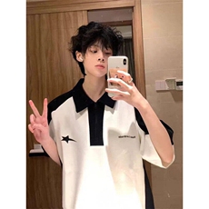 夏季新款polo衫男短袖港风宽松学生T恤潮ins半袖体恤衫PA188-P30，男装Polo衫，星座1008