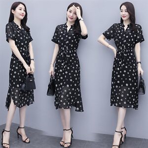 女士真丝桑蚕丝衬衫连衣裙女夏2024新款中年妈妈显瘦气质波点裙子图片