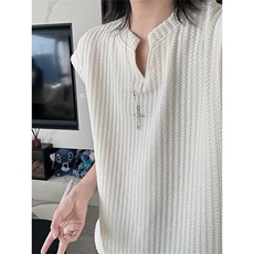美式高街小v领背心男女夏薄款冰丝无袖t恤hiphop运动坎肩速干汗衫，男装背心/马甲，星座1210-1