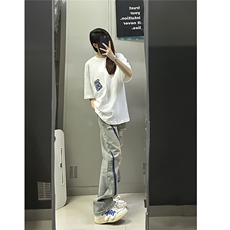 B221美式ins高街小众个性男女破洞牛仔裤LK23001-P65控88，男装牛仔裤，电商B221