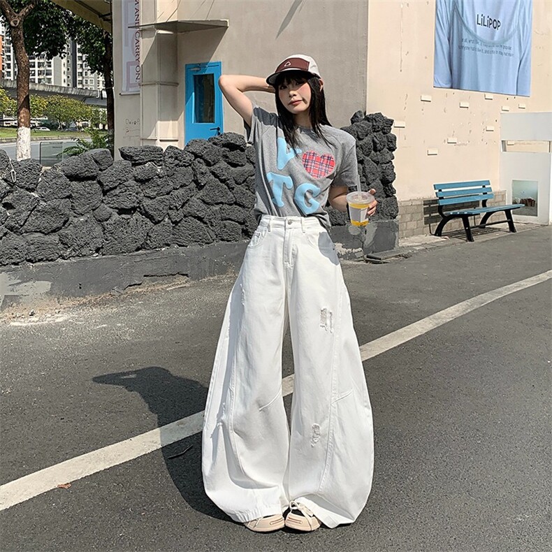 水洗破洞宽松香蕉牛仔裤百搭休闲阔腿弯刀水洗做旧XX9007,男装牛仔裤,星座208-5