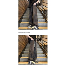 网络图现货美式复古抽绳系带加绒高街提档松紧腰牛仔裤JF367-P45，男装牛仔裤，星座715-7