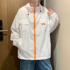 夏季潮牌外搭休闲防晒衣男港风宽松袖子撞色拼接薄款夹克上衣，男装夹克，星座410-7