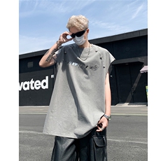洗水做旧无袖T恤美式夏季坎肩男装背心/马甲XZ514-2-202435-P58，男装背心/马甲，星座514-2(原B239)