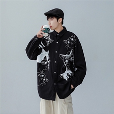 春季新款水洗风猫咪组合中性情侣衬衫C225/P85，男装夹克，星座202