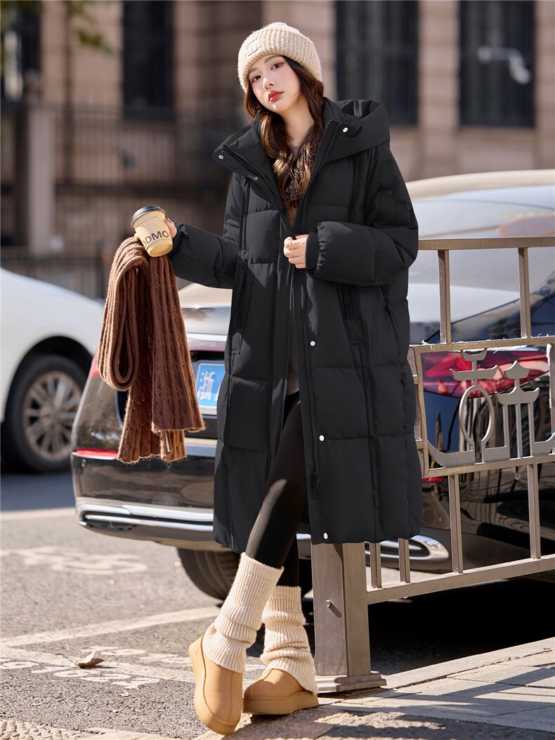 2025时尚简约加厚保暖休闲长款羽绒服,女装羽绒服,深水步
