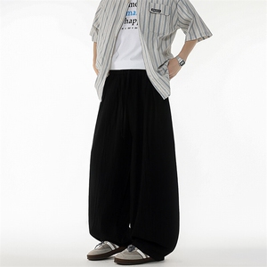8XL-M亚麻弯刀裤直筒阔腿裤子男夏季宽松大码运动灯笼裤KZ068P60图片