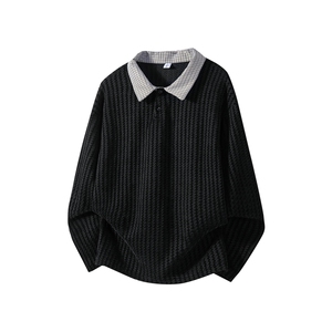 加绒加厚卫衣千鸟格长袖t恤polo打底衫504-T503-特P28（加绒P33）图片
