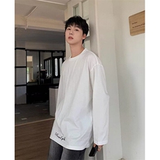 美式潮牌纯色长袖T男宽松百搭休闲圆领小众打底衫TM19，男装T恤，星座1116A（原606A-3）