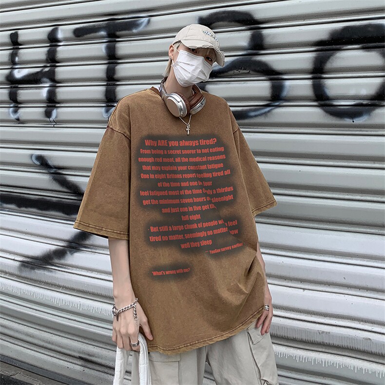 B239-X1023-P38美式字母做旧水洗短袖落肩袖短袖T恤男,男装T恤,星座514-2(原B239)
