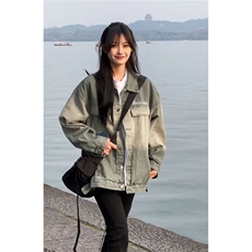 JK8898-P57美式渐变牛仔外套男春秋季高街潮牌复古宽松潮流，男装工装外套，电商B323A
