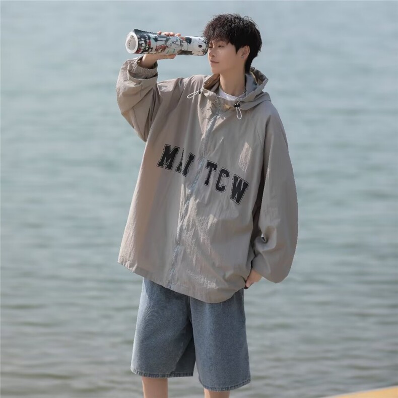 防晒衣夏季薄款连帽皮肤衣服潮牌日系户外防紫外线外套男,男装防晒衣,星座716-2