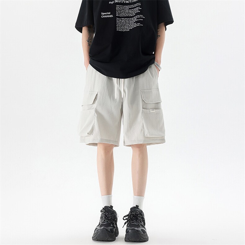 8XL-M 特大码冰丝短裤男五分裤褶皱休闲裤工装中裤DK1504P45控68图片