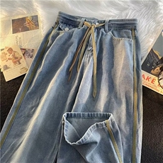 阔腿牛仔裤男直筒美式oversize裤子高街垂感拖地休闲裤N3114-P45，男装牛仔裤，星座1008