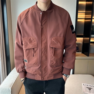2023秋季新款 夹克外套男 纯色立领宽松工装上衣jk20-p115图片