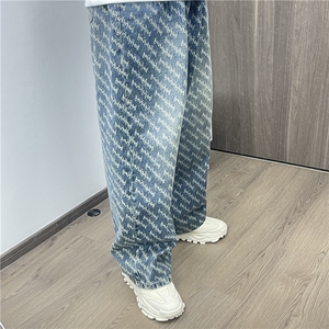 网红牛仔裤男字母牛仔裤高街风 P50 Y7061图片