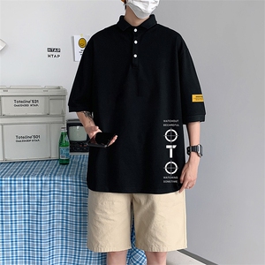 PL57114-P35 翻领短袖polo衫男大码胖子半袖t恤男有领保罗衫 模特图片