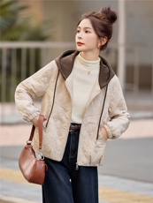 短款连帽棉衣女2025冬季新款时尚减龄棉服休闲宽松夹棉外套，女装棉衣/棉服，余墨