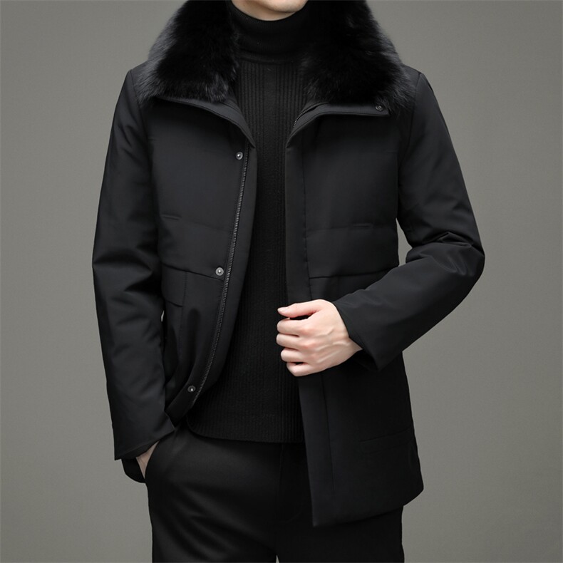 新款休闲兔皮毛内胆羽绒服可脱卸狐狸毛毛领外套上衣HM2382-P630，男装羽绒服，电商B212（原钱塘6029）