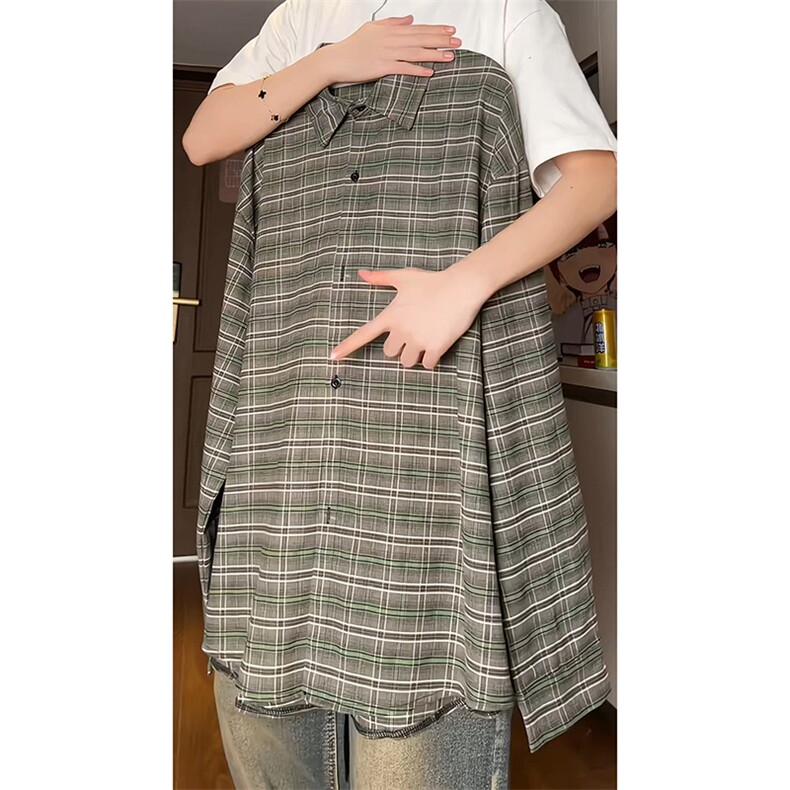 格子衬衫男宽松衬衣KD628-P30,男装衬衫,电商D312-1