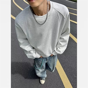 巨好看的灰色套头圆领卫衣男女款秋冬宽松韩版慵懒风小个子上衣