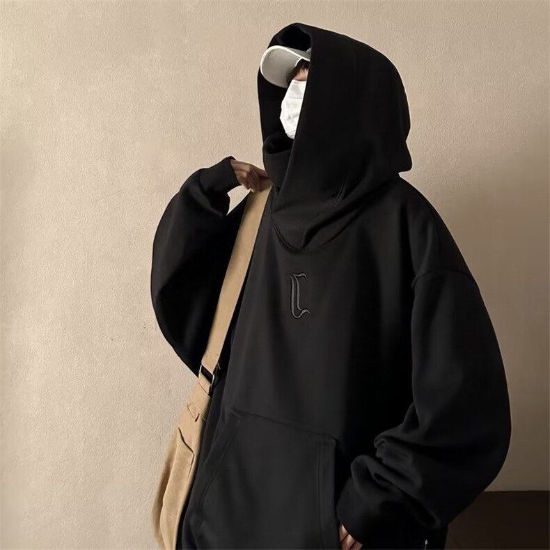 新款美式潮牌机能外套高领连帽卫衣男宽松情侣休闲上衣CY341-p48，女装短外套，星座1008-1