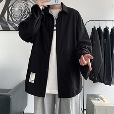 秋装灯芯绒新款纯色简约宽松长袖衬衫外套港风潮流百搭H221/P45，男装衬衫，电商A221A