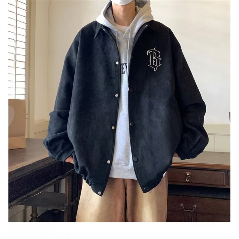 外套男潮ins春秋胖子大码美式vintage麂皮绒刺绣夹克YJ05,男装夹克,星座1116A-1（原606A）