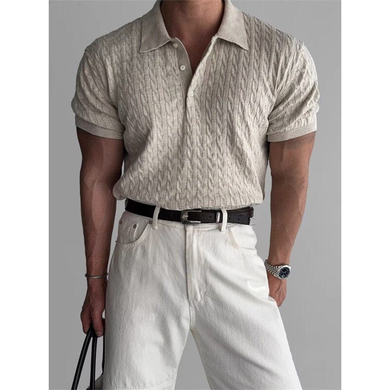 2025针织polo衫男短袖潮牌男装衣服夏季透气休闲上衣MZ788-P37,男装针织衫/毛衣,星座412-3