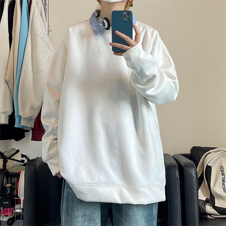 潮流麂皮绒圆领加厚卫衣大码宽松休闲内搭W4612-P28【特价】,男装卫衣,电商A007