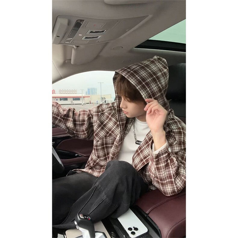 秋季新款格子衬衫男女宽松休闲百搭高级感长袖上衣C2271-特价P36图片