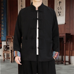 男士外套灯芯绒夹克盘扣立领唐装风 XZ1512-2502单夹克-P80图片
