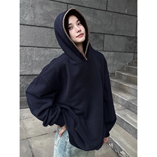 抖音得物高品质二开25秋冬美式重磅宽松纯色连帽贝壳刺绣卫衣W63，男装卫衣，电商A486