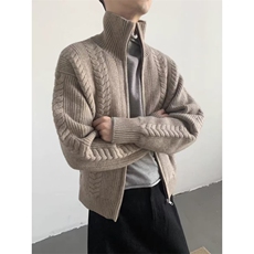 复古麻花拉链针织开衫男士毛衣外套男针织衫夹克MY004-P85，男装夹克，星座1001-1