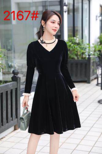 秋季新款：手感丝绒连衣裙，女装连衣裙，罗兰春天