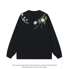 [003]刺绣花卉圆领卫衣男女新款宽松套头上衣A079-WP25-P30，男装卫衣，电商A079