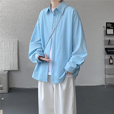 8XL-M泡泡纱盐缩肌理长袖衬衫男春季冰丝外套防晒衬衣CS29007P40，男装防晒衣，电商B312