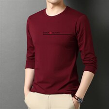 2023春秋季新款中年男士长袖t恤上衣服体恤圆领休闲宽松打底衫潮，男装T恤，电商B212（原钱塘6029）