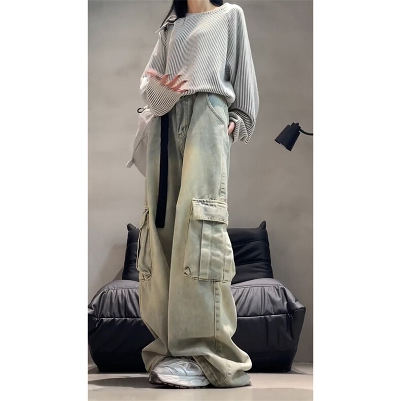 宽松工装牛仔裤男女同款长裤A52-P60,男装牛仔裤,电商D312