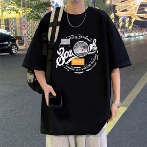 T806纯棉宽松短袖T恤男夏季新款卡通半袖港风chic潮牌男生体恤衫图片