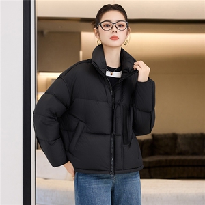 韩版立领新款时尚羽绒服女短款通勤百搭白鸭绒面包服冬季外套女图片