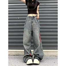 【有货】三条杠条纹牛仔裤男女款美式vibe风裤子G8512HH-特P55，男装牛仔裤，星座1007（原301D）