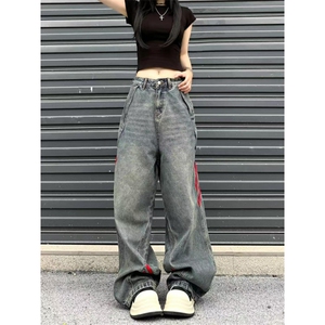 【有货】三条杠条纹牛仔裤男女款美式vibe风裤子G8512HH-特P55图片